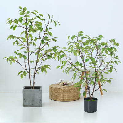 Frabric Leaves Artificial Banyan Tree Complex Branch Interior Decoration