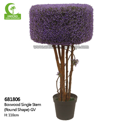 Wiind Resistance 110cm Artificial Boxwood Tree , Fake Topiary Plants Round Shape