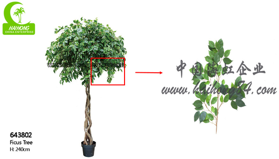 Fire Retardant Aesthetic Faux Ficus Plant , 8ft Artificial Palm Tree In Green