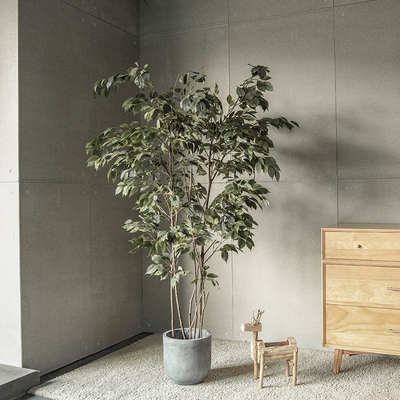 140cm Green Simulated Bonsai Ficus Tree Artificial Potted Plants For Indoor Decoration